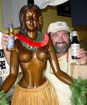 Joe with a few of the island's local brews.