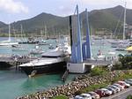 Yachts exit the Simpson Bay Lagoon.