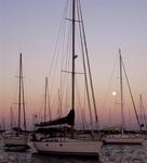 Moonset in the morning in Marigot, the location for the start on Day 3.