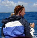 French braids keep my hair out of the way. *Photo by Joe.