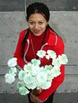 Green carnations.