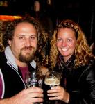 Cherie and Brian sip a well deserved pint of Guinness.