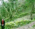 Aiofe and the lush green hillside. 