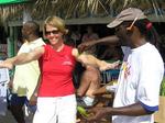 Jean gets an "authentic" Aloe Vera treatment from a local.