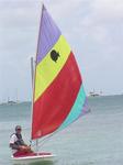 On our "lay day" Greg decides to sail a sunfish through the ancorage.