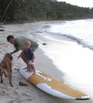 Jasper's first surfing lesson.
