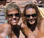 Jean and Cherie crack up at Glen Ivy Hot Springs.  "Don't make me laugh!  I'm cracking!"