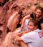 Lisa and Cherie at Mooney Falls overlook. *Photo by Jean.