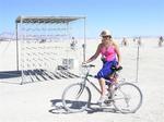 Margaret out for a ride on the playa.