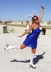 Have you ever roller skated in the desert until you were blue in the face? *Photo by Jean.