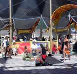 Center Camp where you can buy the only two items sold at Burning Man--ice and coffee.