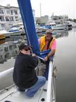 Putting the sail away after another great summer of sailing.