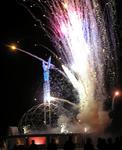 Crazy displays of pyrotectics adorn the desert with their light.