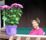 Jean by the flowers.