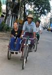 Tonya gets a ride through the streets of Yangon.