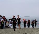 Just what everyone wants to do after an intense ocean swim, run barefoot in wet sand!