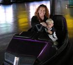 Cherie and Tanner on the bumper cars.