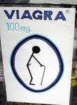 A sign for Viagra at the pharmacy.