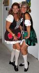 Beth and Cherie in knee-high socks and dirndls.