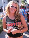 Hooters girl with 2.2 pound Chihuahua.