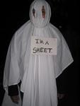 Duh...he's a sheet.