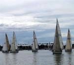 Sailing through Newport Beach Harbor.