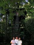 Cherie and the twins living in a tree-house in Thailand.