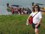 Heading to the raft-houses on a long-boat.