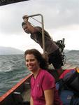 Diane smiles on the boat-ride out.