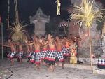 At night, we watch the Kecak Fire Dancers from Pura Dalem Taman Kaja chant for a traditional fire dance.