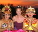 Cherie with two Balinese dancers.