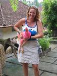 Cherie with a pink chicken from Tanganan.