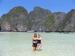 Cherie and Hannah in Maya Bay, where the movie "The Beach" was filmed.