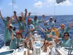 Led by skippper Phil Otis, BVI Yacht Charters, wins 1st place in the Bareboat B division in the 2005 BVI Spring Regatta...our secret to success--ice-cream on the downward leg.