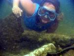 Cherie by the old Spanish wreck.