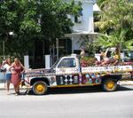 Cherie and Anne with a crazy Key West car.