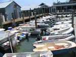 Dinghies tied up in front of Turtle Kraals.