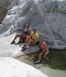 The girls by a natural pool.