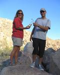 Greg and Lisa enjoy a cold beer in a hot desert!