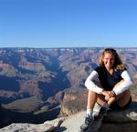 The vast expanse of canyon gains color as the sun sets.