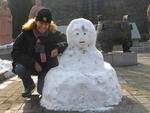 Cherie and a Chinese snowman.