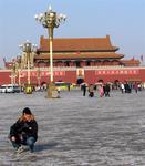 Cherie at the entrance to the Forbidden City.