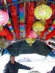 The colorful roof of our sampan boat.