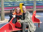 Cherie and Scott play in the plane--we traveled all through China via train.