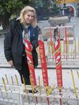 Margaret by the giant sticks of insense by the Po Lin Monastery.