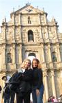 Cherie and Margaret in front of the remains of the Jesuit church.  St. Paul's façade has become an icon and a must-see for tourists visiting Macau.