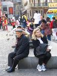 Margaret rests at a shady square in Macau.