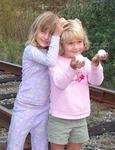 Ellie and Sophie prepare to play golf. *Photo by Dad.