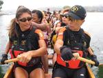 Lead paddlers Debi Boltinghouse and Barbara Attencio.