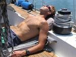 Gabi takes a rest, sailing is hard work! 